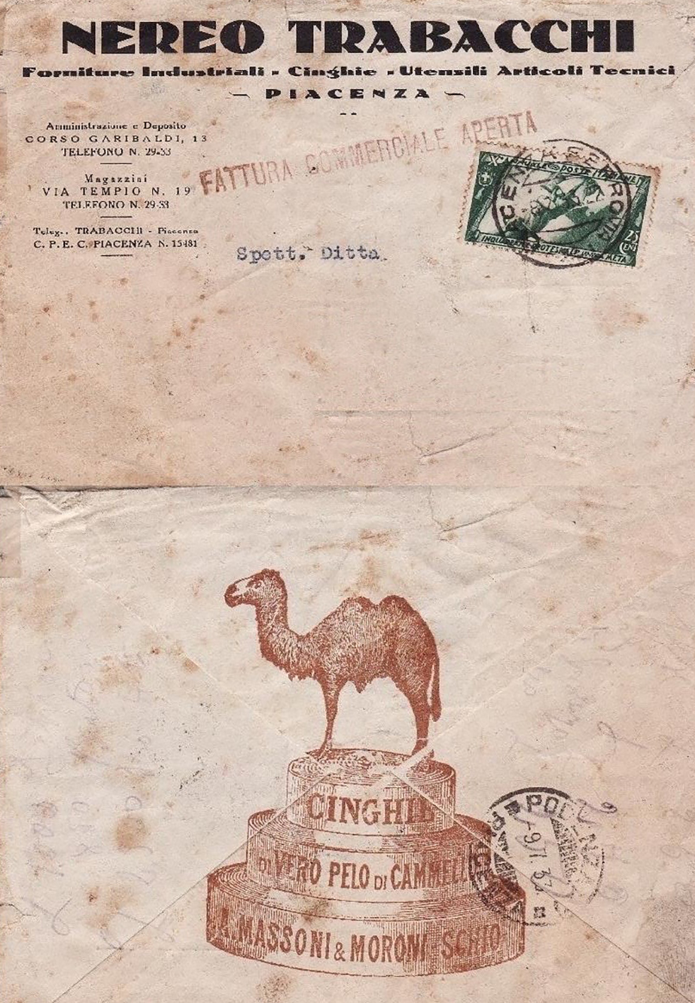 nereo trabacchi fattura commerciale aperta storia postale del 1933 (1)